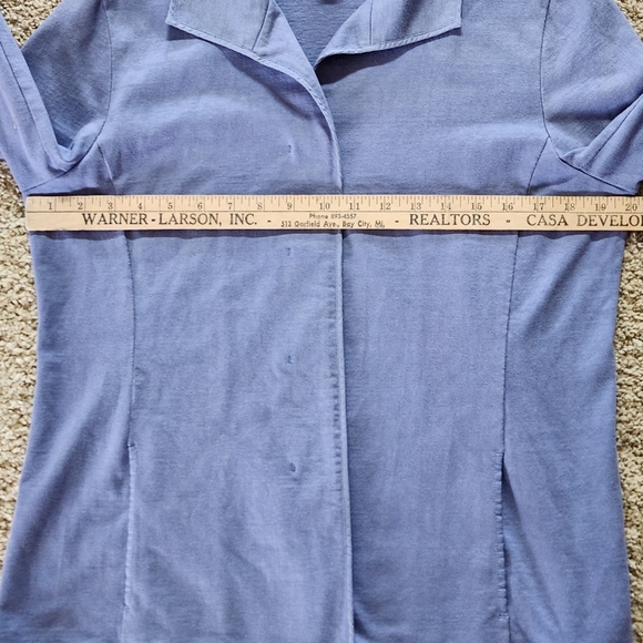 Eileen Fisher 100% Cotton Hidden Button Jacket Size M Color Periwinkle - Picture 4 of 14